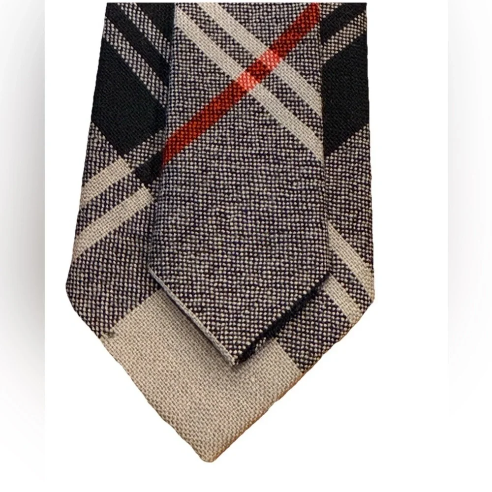 Moffat Scottish Wool Tartan Necktie Tan Black Plaid Made in Scotland